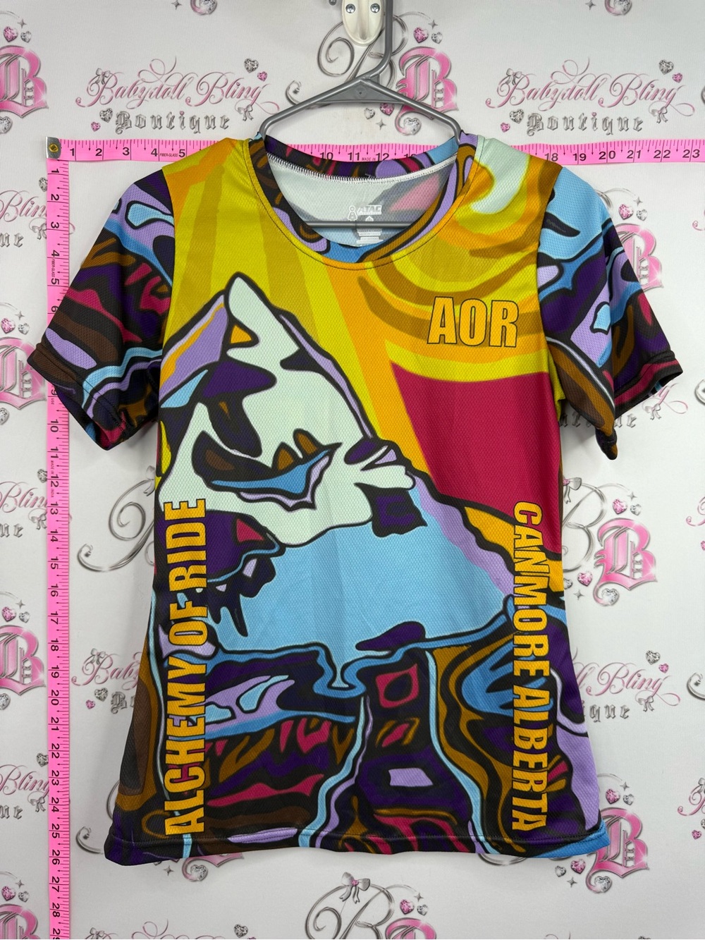 AOR tshirt biking Canmore Multicolor Graphic Short Sleeve Tee - Yellow & Blue